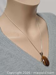 MaxSold Auction: 925 Silver & Tiger's Eye Pendant Neclace Marked  - Toronto (Ontario, Canada) PARTNER MANAGED Reseller Online Auction - Queen Street West