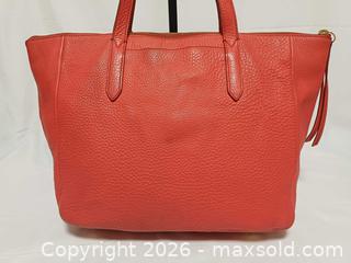 MaxSold Auction: Fossil Sidney Red Leather Shopper Tote Handbag  - Toronto (Ontario, Canada) PARTNER MANAGED Reseller Online Auction - Queen Street West