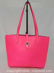 MaxSold Auction: Kate Spade NY Kaci Bright Carnation Pink Leather Small Tote Shoulder Handbag  - Toronto (Ontario, Canada) PARTNER MANAGED Reseller Online Auction - Queen Street West
