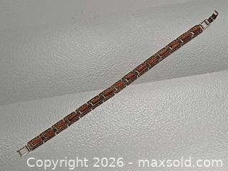 MaxSold Auction: Vintage  Art Deco 925 Silver with Gold Stone Marcasite Bracelet Marked  - Toronto (Ontario, Canada) PARTNER MANAGED Reseller Online Auction - Queen Street West