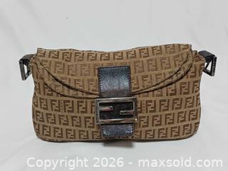 MaxSold Auction: Vintage Fendi Zucchino Double Flap Shoulder Handbag No Strap - Toronto (Ontario, Canada) PARTNER MANAGED Reseller Online Auction - Queen Street West