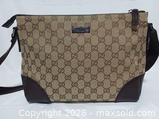 MaxSold Auction: Vintage Gucci GG Monogram Leather Jacquard Unisex Crossbody Bag  - Toronto (Ontario, Canada) PARTNER MANAGED Reseller Online Auction - Queen Street West
