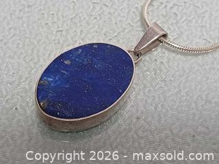 MaxSold Auction: Vintage Pape Maureen 925 Sterling Silver Lapis Lazuli Pendant Necklace Marked  - Toronto (Ontario, Canada) PARTNER MANAGED Reseller Online Auction - Queen Street West
