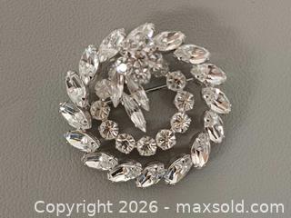 MaxSold Auction: Vintage Sherman Clear Rhinestone Wreath Brooch  - Toronto (Ontario, Canada) PARTNER MANAGED Reseller Online Auction - Queen Street West