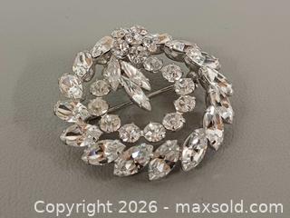 MaxSold Auction: Vintage Sherman Clear Rhinestone Wreath Brooch  - Toronto (Ontario, Canada) PARTNER MANAGED Reseller Online Auction - Queen Street West