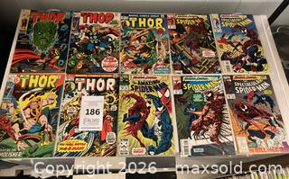 MaxSold Auction: collection of vintage Marvel comic books featuring characters like Thor, Spider-Man, and Venom - Toronto (Ontario, Canada) PARTNER MANAGED Downsizing Online Auction - Batavia Avenue