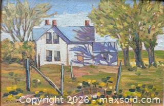 MaxSold Auction: Raymond C. Bourque (Canadian 1922–1982) Signed Original Oil on Board - Rural Folk Landscape - Orangeville (Ontario, Canada) SELLER MANAGED Downsizing Online Auction - Glenforest Road