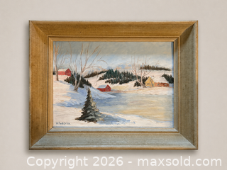 MaxSold Auction: W. Forsyth (Signed) – Winter Rural Landscape Oil on Board - Orangeville (Ontario, Canada) SELLER MANAGED Downsizing Online Auction - Glenforest Road