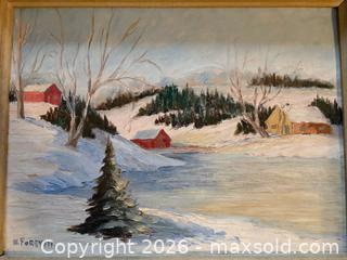 MaxSold Auction: W. Forsyth (Signed) – Winter Rural Landscape Oil on Board - Orangeville (Ontario, Canada) SELLER MANAGED Downsizing Online Auction - Glenforest Road