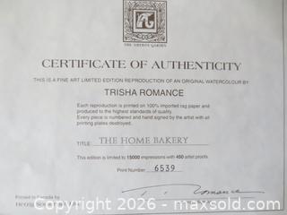 MaxSold Auction: "The Home Bakery" Frame Limited Edition Print – Trisha Romance - Oshawa (Ontario, Canada) SELLER MANAGED Downsizing Online Auction - Centre Street South