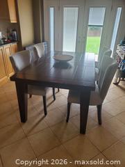 MaxSold Auction: Wood Table with 4 Fabric Chairs - Mississauga (Ontario, Canada) SELLER MANAGED Downsizing Online Auction - Kazoo Court