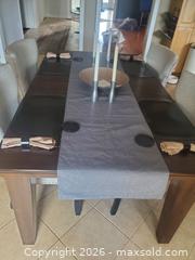 MaxSold Auction: Wood Table with 4 Fabric Chairs - Mississauga (Ontario, Canada) SELLER MANAGED Downsizing Online Auction - Kazoo Court
