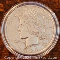 MaxSold Auction: 1922 US Silver Peace One Dollar  - Newmarket (Ontario, Canada) PARTNER MANAGED Reseller Online Auction - Walter Avenue