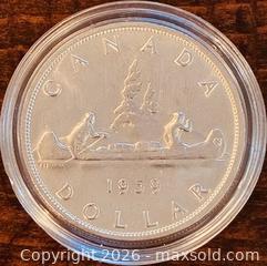 MaxSold Auction: 1959 Cdn. Silver Queen Elizabeth II One Dollar  - Newmarket (Ontario, Canada) PARTNER MANAGED Reseller Online Auction - Walter Avenue