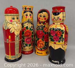 MaxSold Auction: (4) Vintage Rodnik Matryoshka Russian Wood Bottle Holders & (2) Sets of Vintage Russian Matryoshka Dolls - Toronto (Ontario, Canada) PARTNER MANAGED Reseller Online Auction -  Queen Street West