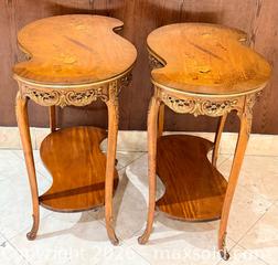 MaxSold Auction: ** RARE ** (2) Antique French Carved Inlay Side End Tables - Toronto (Ontario, Canada) PARTNER MANAGED Reseller Online Auction -  Queen Street West