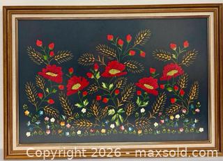 MaxSold Auction: Vintage Framed Poppy Wildflower Embroidery  - Toronto (Ontario, Canada) PARTNER MANAGED Reseller Online Auction -  Queen Street West