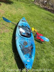 MaxSold Auction: Pelican Premium Odyssey 100x Blue Kayak with paddle - Elgin (Ontario, Canada) SELLER MANAGED Downsizing Online Auction - Main