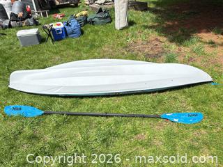 MaxSold Auction: Pelican Premium Odyssey 100x Blue Kayak with paddle - Elgin (Ontario, Canada) SELLER MANAGED Downsizing Online Auction - Main