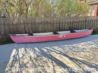 MaxSold Auction: Red Pelican Canoe and paddle  - Elgin (Ontario, Canada) SELLER MANAGED Downsizing Online Auction - Main