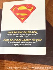 MaxSold Auction: 2013 $15 Fine Silver Superman 75th Anniversary Commemorative Coin - Brampton (Ontario, Canada) SELLER MANAGED Charity/Fundraising Online Auction -  Pine Ridge Lane