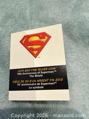 MaxSold Auction: 2013 Canada 99.99% Silver 38mm Superman Shield Commemorative Coin - Brampton (Ontario, Canada) SELLER MANAGED Charity/Fundraising Online Auction -  Pine Ridge Lane