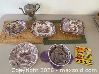 MaxSold Auction: Purple transferware items  - Hamilton Township (New Jersey, USA) SELLER MANAGED Estate Sale Online Auction - Deacon Drive