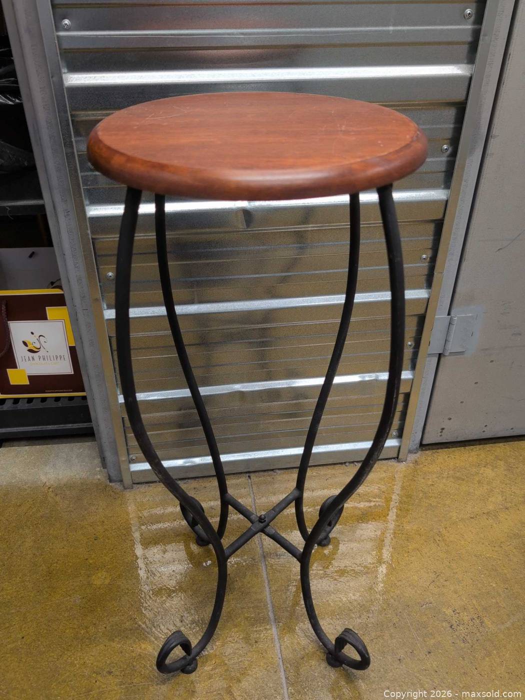 Round Wood and Metal Plant Stand | Maxsold