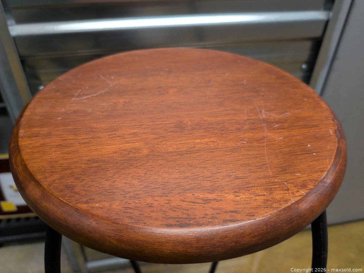 Round Wood and Metal Plant Stand | Maxsold