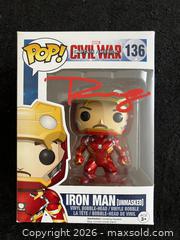 MaxSold Auction: ROBERT DOWNEY JR. AUTOGRAPHED "IRON MAN" FUNKO POP W/COA - Vancouver (British Columbia, Canada) SELLER MANAGED Reseller Online Auction - West Broadway