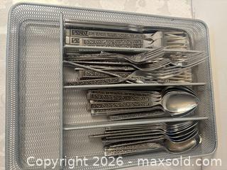 MaxSold Auction: 24-Piece Stainless Steel Flatware Set, Ornate Floral Scroll - San Jose (California, USA) SELLER MANAGED Estate Sale Online Auction - Union Avenue