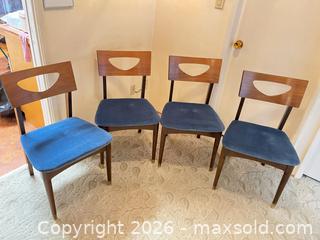 MaxSold Auction: A set of 4 wooden chairs with soft blue velvety like fabric.  - Burnaby (British Columbia, Canada) SELLER MANAGED Estate Sale Online Auction -  Sixth Street
