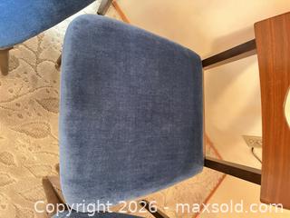 MaxSold Auction: A set of 4 wooden chairs with soft blue velvety like fabric.  - Burnaby (British Columbia, Canada) SELLER MANAGED Estate Sale Online Auction -  Sixth Street