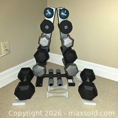 MaxSold Auction: free weight set with stand - Lincoln (Ontario, Canada) SELLER MANAGED Moving Online Auction - Sandy Cove Drive
