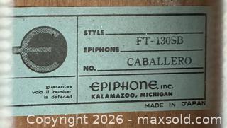 MaxSold Auction: Epiphone Caballero FT-130SB Parlor Acoustic Guitar, Sunburst (Made in Japan) - Norfolk (Ontario, Canada) SELLER MANAGED Moving Online Auction - 14th Street West