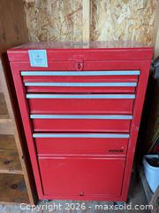 MaxSold Auction: Red Metal Rolling Tool Cabinet  - Collingwood (Ontario, Canada) SELLER MANAGED Downsizing Online Auction - Chamberlain Crescent