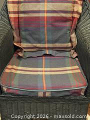 MaxSold Auction: Vintage Rattan Arm Chair & Cushions - Collingwood (Ontario, Canada) SELLER MANAGED Downsizing Online Auction - Chamberlain Crescent