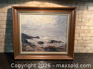 MaxSold Auction: W.J.Hopkins “Rocky Shoreline” Original Framed Oil Painting - Collingwood (Ontario, Canada) SELLER MANAGED Downsizing Online Auction - Chamberlain Crescent