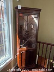 MaxSold Auction: Wood & Glass Corner China Cabinet - Collingwood (Ontario, Canada) SELLER MANAGED Downsizing Online Auction - Chamberlain Crescent