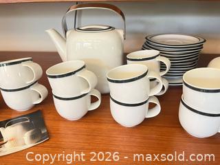 MaxSold Auction: Rosenthal (studio-linie) Porcelain Dinnerware Set, White with Black Band - Mckinney (Texas, USA) PARTNER MANAGED Downsizing Online Auction -  Pelican Hills Drive