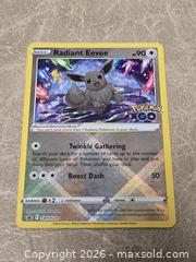 MaxSold Auction: Pokemon Radiant Eevee Pokemon Go Promo Card Mint/Pack Fresh SWSH230 - Toronto (Ontario, Canada) PARTNER MANAGED Downsizing Online Auction - Mcadam Avenue