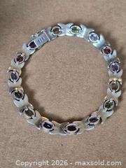 MaxSold Auction: Sterling silver (925 Handmade) bracelet with assorted colored stones - Toronto (Ontario, Canada) PARTNER MANAGED Downsizing Online Auction - Mcadam Avenue