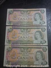 MaxSold Auction: 3x $20 Canadian Dollar Bank Notes  - Vancouver (British Columbia, Canada) PARTNER MANAGED Estate Sale Online Auction - East Hastings Street