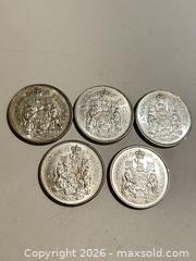 MaxSold Auction: Canada 50 Cent Silver Coins (1961–1965) Lot of 5 - Ancaster (Ontario, Canada) SELLER MANAGED Downsizing Online Auction -  Galley Road
