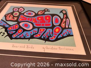 MaxSold Auction: Christian Morrisseau Framed Limited Edition Print (4/99) “ bear and birds”  - Ancaster (Ontario, Canada) SELLER MANAGED Downsizing Online Auction -  Galley Road