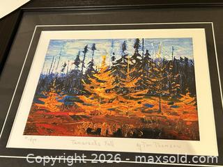 MaxSold Auction: Framed Limited Edition 'Tamaracks Fall' lithograph by Tom Thomson  - Ancaster (Ontario, Canada) SELLER MANAGED Downsizing Online Auction -  Galley Road
