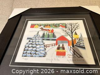 MaxSold Auction: Maud Lewis “Sleigh Ride" Limited Edition Framed lithograph  - Ancaster (Ontario, Canada) SELLER MANAGED Downsizing Online Auction -  Galley Road