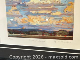 MaxSold Auction: Tom Thomson Limited Edition Lithograph -Professionally framed “Summer Clouds”. - Ancaster (Ontario, Canada) SELLER MANAGED Downsizing Online Auction -  Galley Road