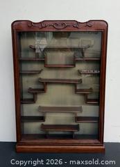MaxSold Auction: Vintage Asian Rosewood / Mahogany Wall Hanging Display Cabinet & Framed Mirror  - Toronto (Ontario, Canada) PARTNER MANAGED Reseller Online Auction - Queen Street West.