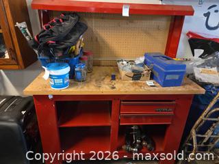 MaxSold Auction: Waterloo Steel Workbench with Wood Top & Pegboard - Sykesville (Maryland, USA) SELLER MANAGED Moving Online Auction - Streaker Road
